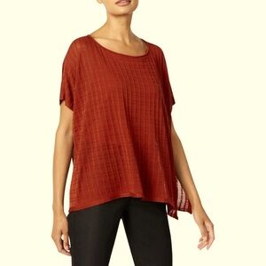 EUC🎆Eileen Fisher Sleek Tencel Waffle Boxy blouse🍒